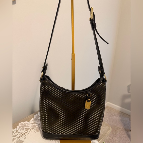 Dooney&Bourke Black Caberolet Vintage Polka Dot Hobo. 131/2x10 EUC with dusty - Picture 2 of 12